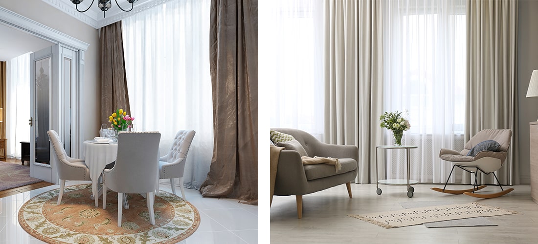 Elegant sheer curtains in living space