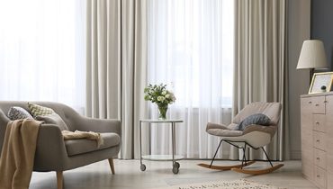 Sheer curtains with diffused natural light