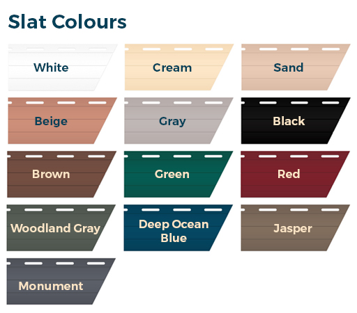 Domestic Roller Shutter slat colours